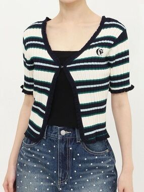 EVRIS One-point frill knit cardigan